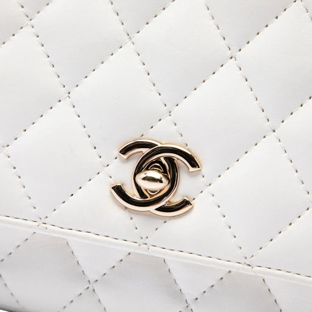 Chanel Quilted Lambskin Side Packs Flap White Leather Very good - Box View