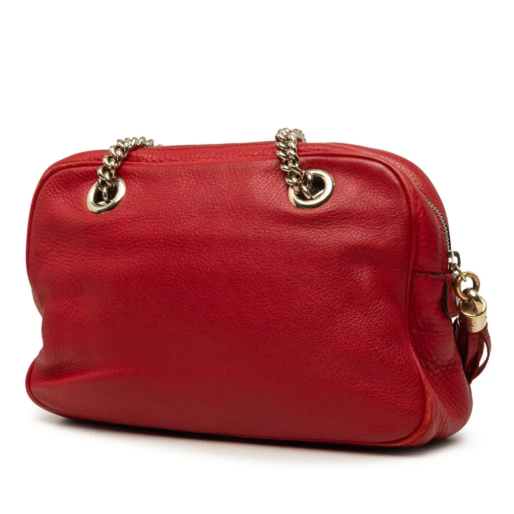 Gucci Calfskin Soho Chain Zip Shoulder Bag Red Leather Very good - Back View