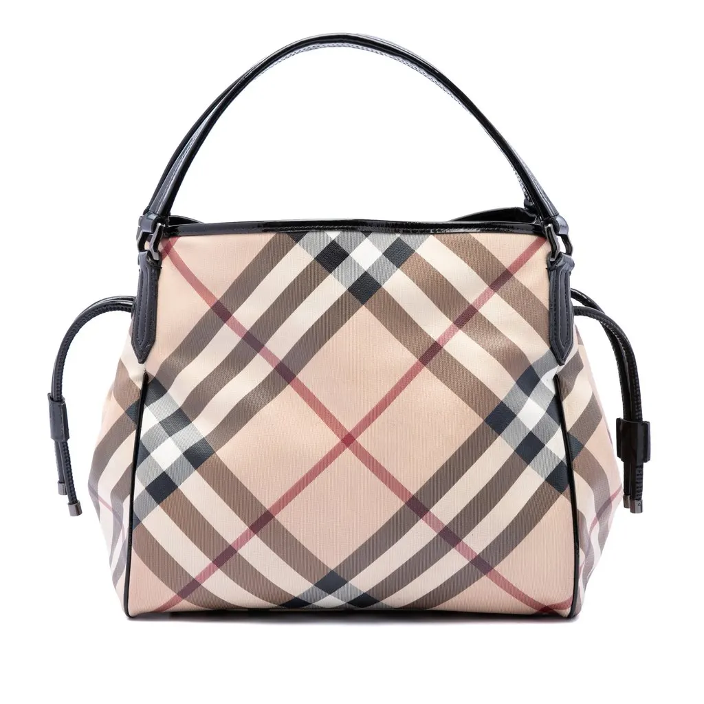 Burberry Supernova Check Coated Canvas Bilmore Tote Beige Very good - Front View
