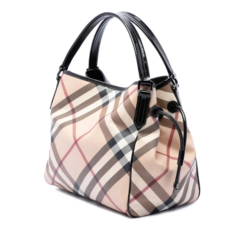 Burberry Supernova Check Coated Canvas Bilmore Tote Beige Very good - Back View
