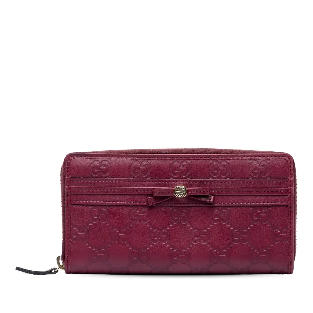Gucci Guccissima Mayfair Zip Around Long Wallet Red Leather Very good - Front View