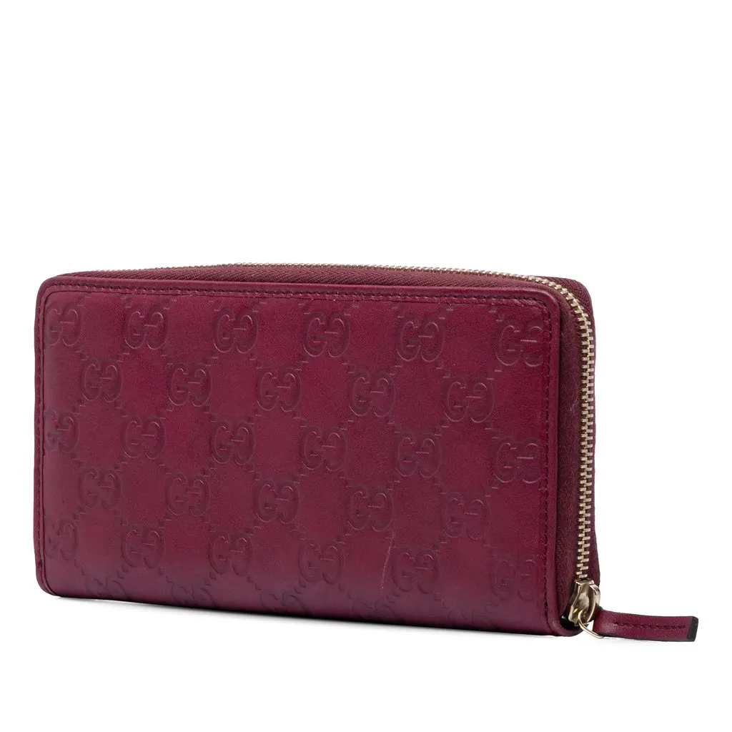 Gucci Guccissima Mayfair Zip Around Long Wallet Red Leather Very good - Back View