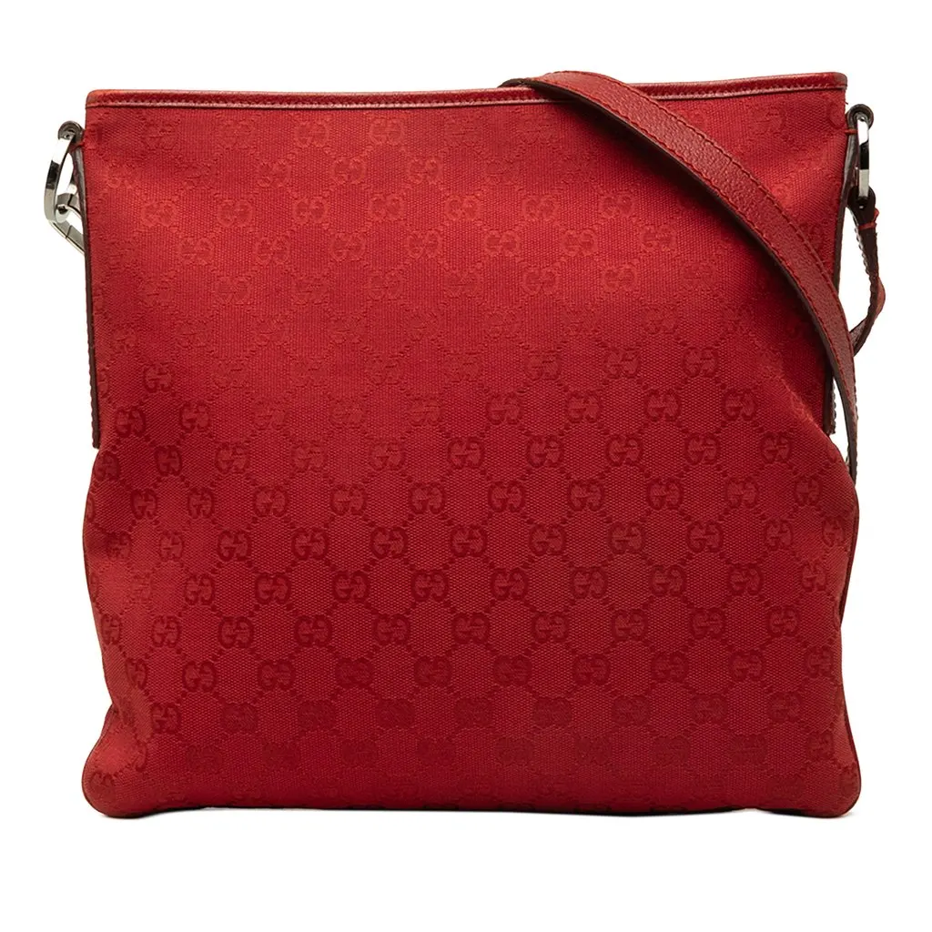 Gucci GG Canvas Crossbody Red Canvas Good - Front View