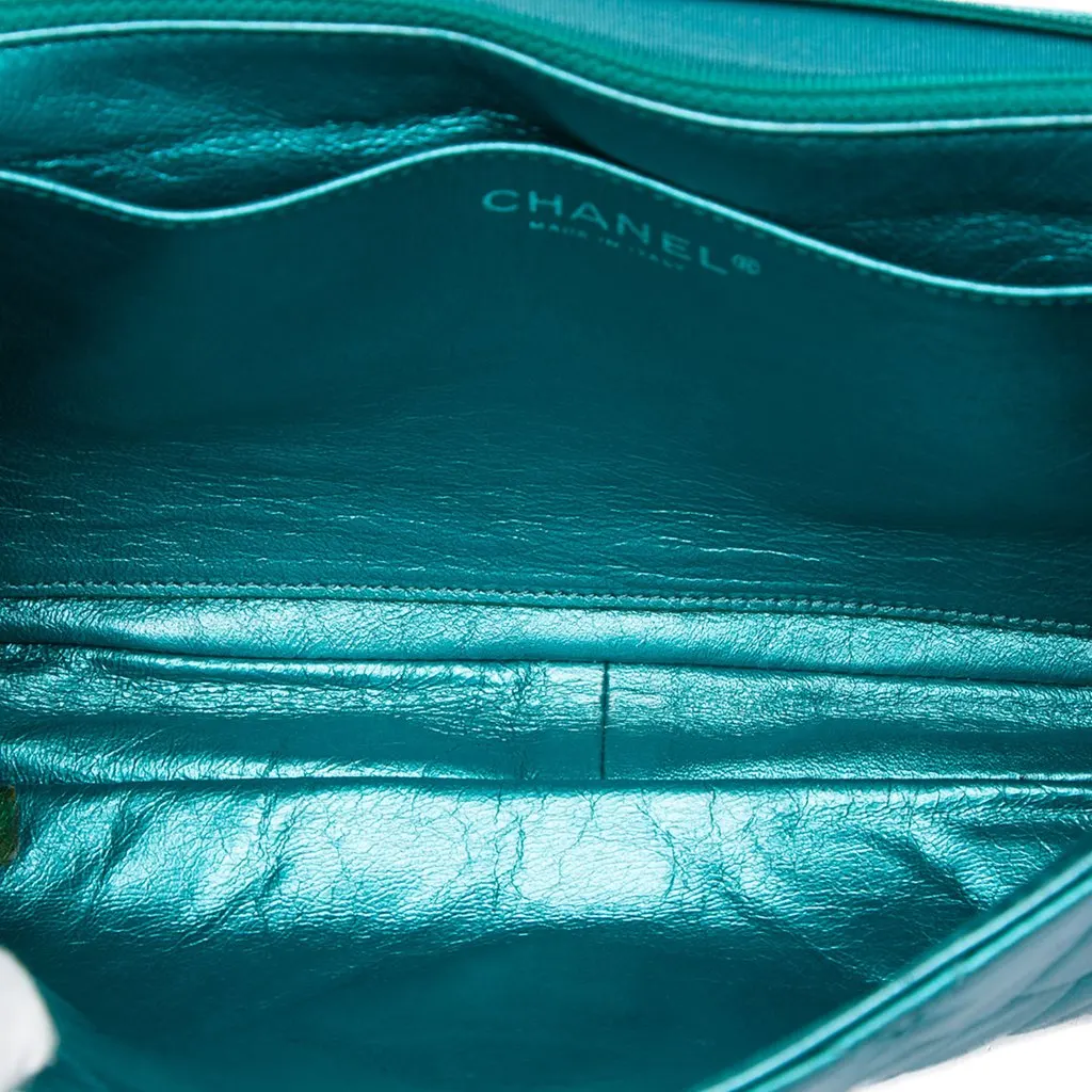 Chanel Quilted Metallic Calfskin Reissue 2.55 Flap 226 Blue Leather Very good - Model View