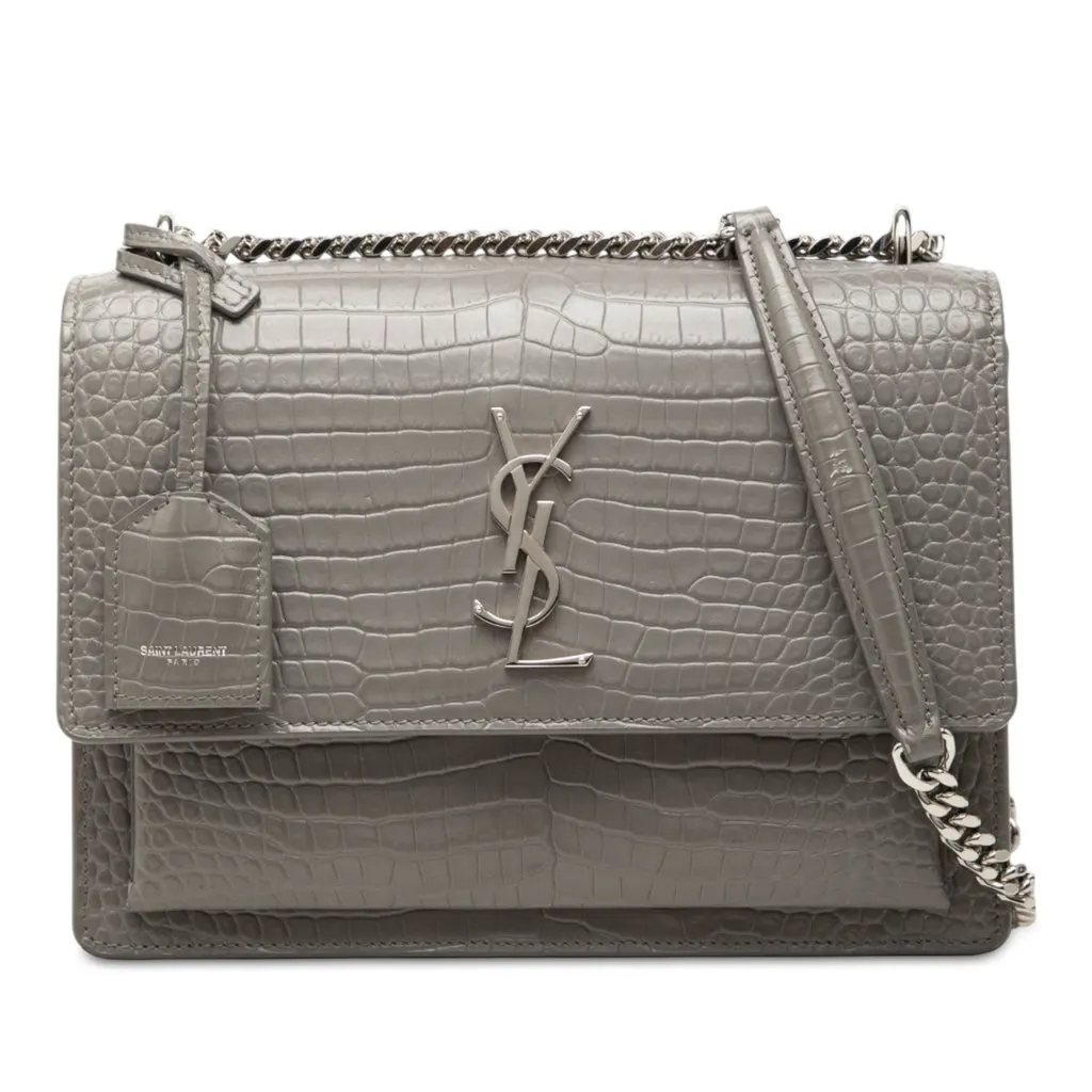 Saint Laurent Medium Croc Embossed Leather Monogram Sunset Crossbody MultiColor Leather Very good - Front View