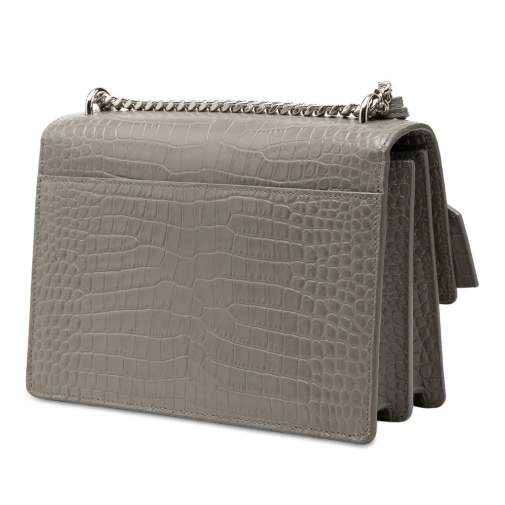 Saint Laurent Medium Croc Embossed Leather Monogram Sunset Crossbody MultiColor Leather Very good - Back View