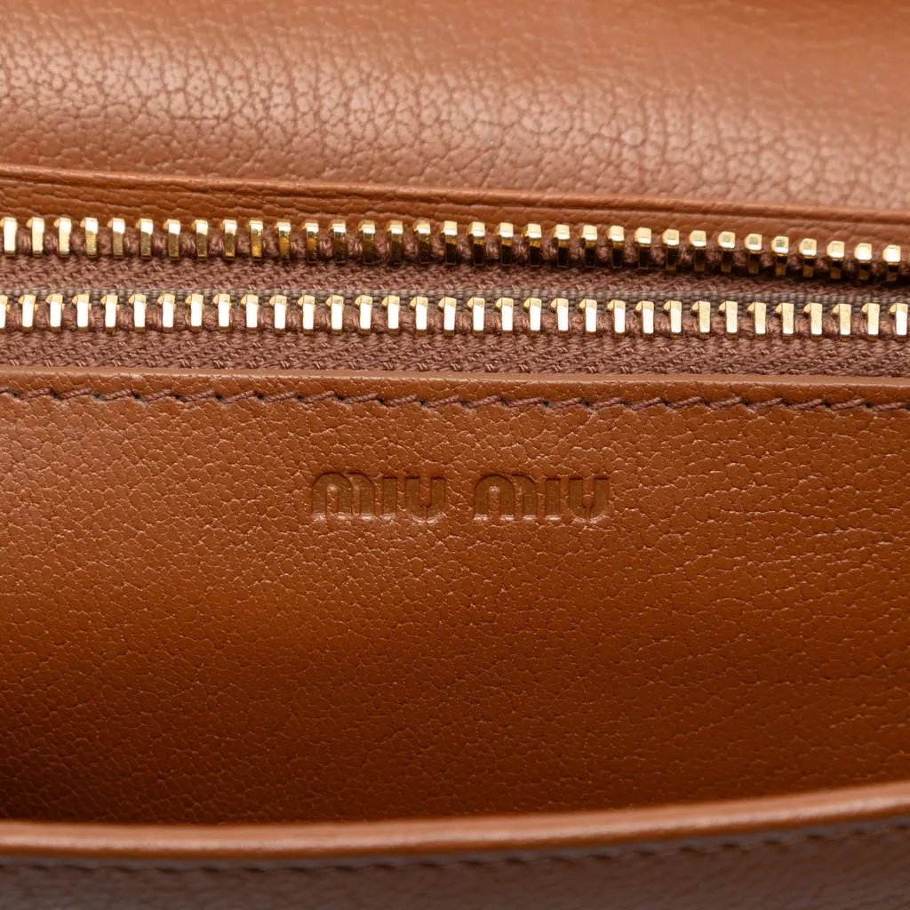 Miu Miu Studded Goatskin Madras Lux Wallet On Chain Brown Leather Very good - Box View