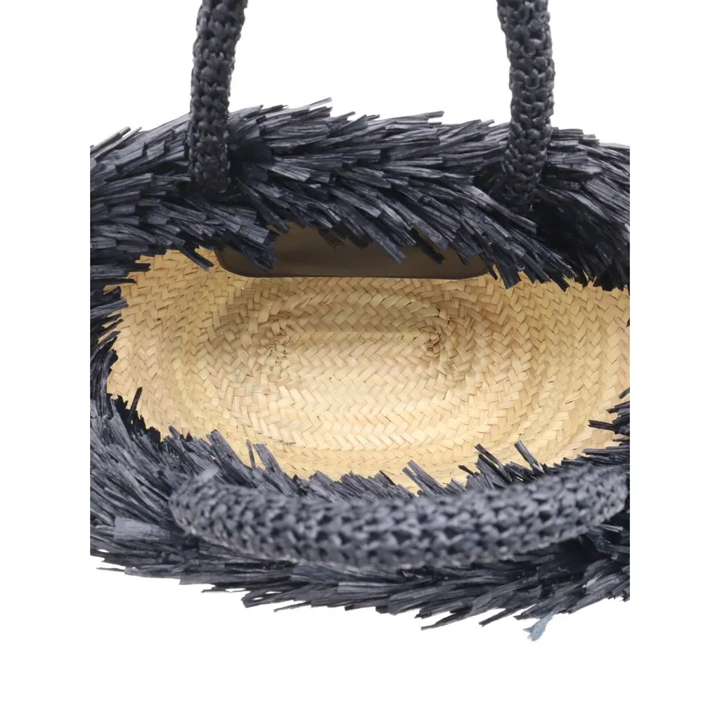 Miu Miu Raffia Basket Tote Beige Rattan Good - Model View