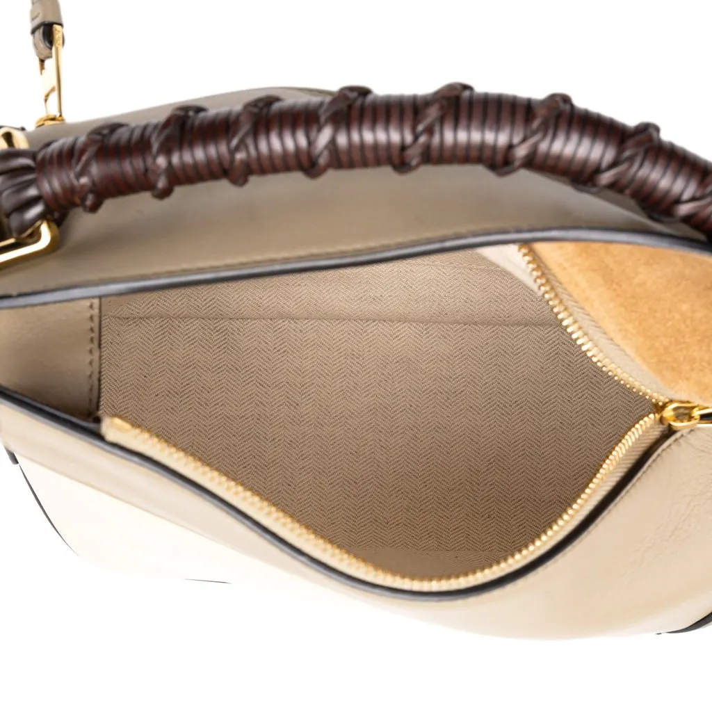 Loewe Small Tricolor Calfskin Braided Puzzle Edge Satchel Brown Leather Very good - Model View