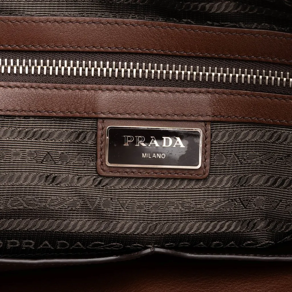Prada Leather Business Bag Brown Leather Very good - Box View