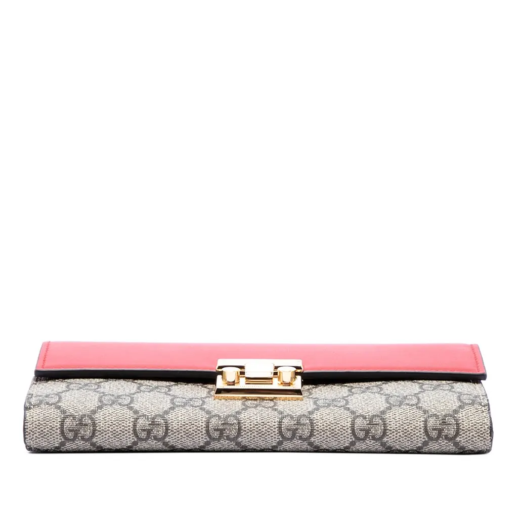 Gucci GG Supreme Padlock Wallet On Chain Beige Canvas Very good - Inside View