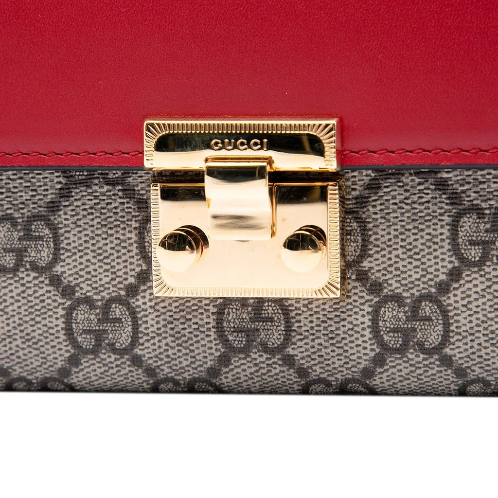 Gucci GG Supreme Padlock Wallet On Chain Beige Canvas Very good - Box View