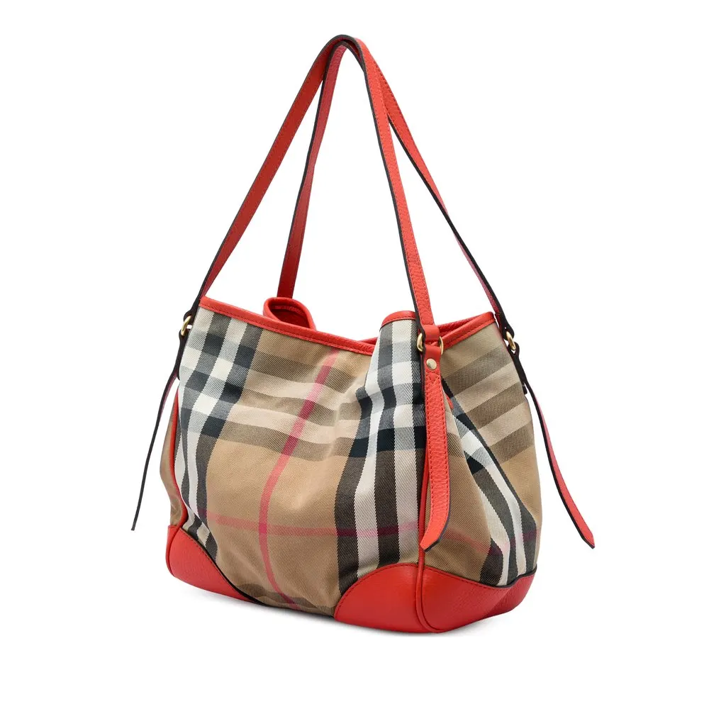 Burberry Small House Check Canvas Bridle Canterbury Tote Brown Very good - Back View