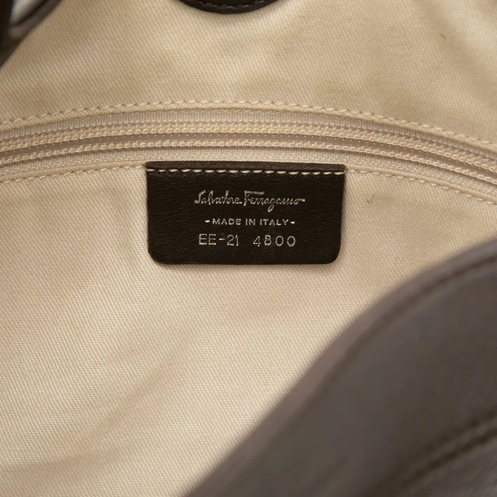 Salvatore Ferragamo Calfskin Gancini Hobo Brown Leather Very good - Box View