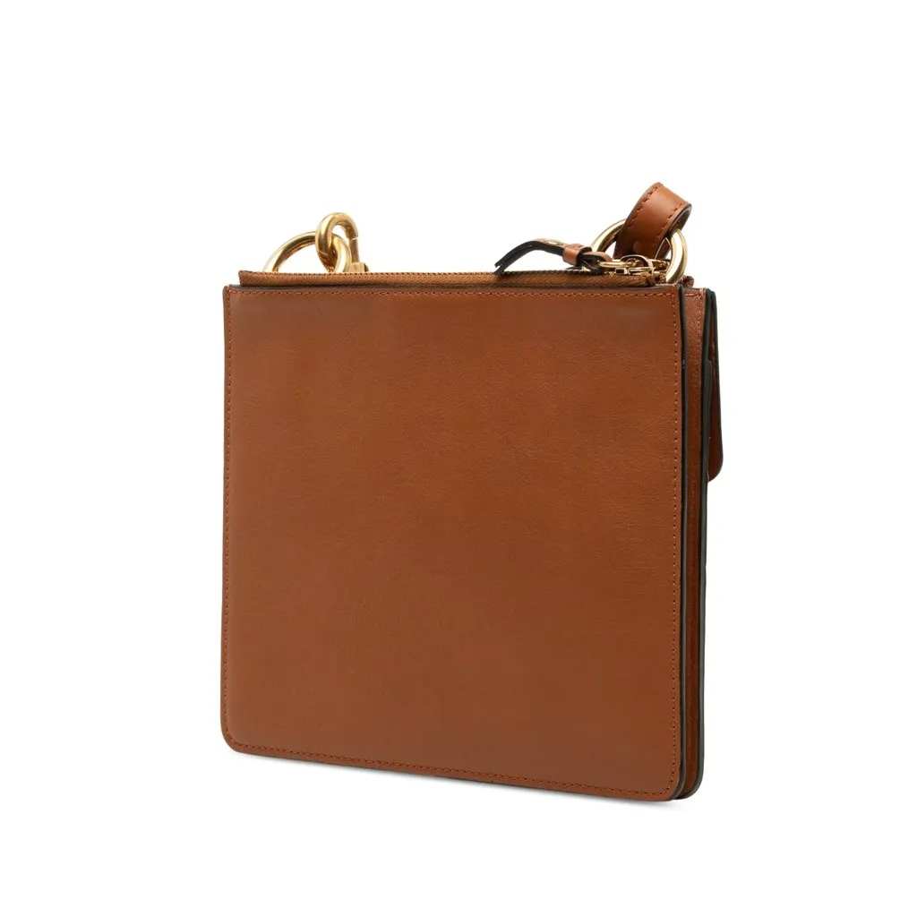 Chloé Small Calfskin and Suede Patchwork Fringe Jane Crossbody Brown Leather Very good - Back View