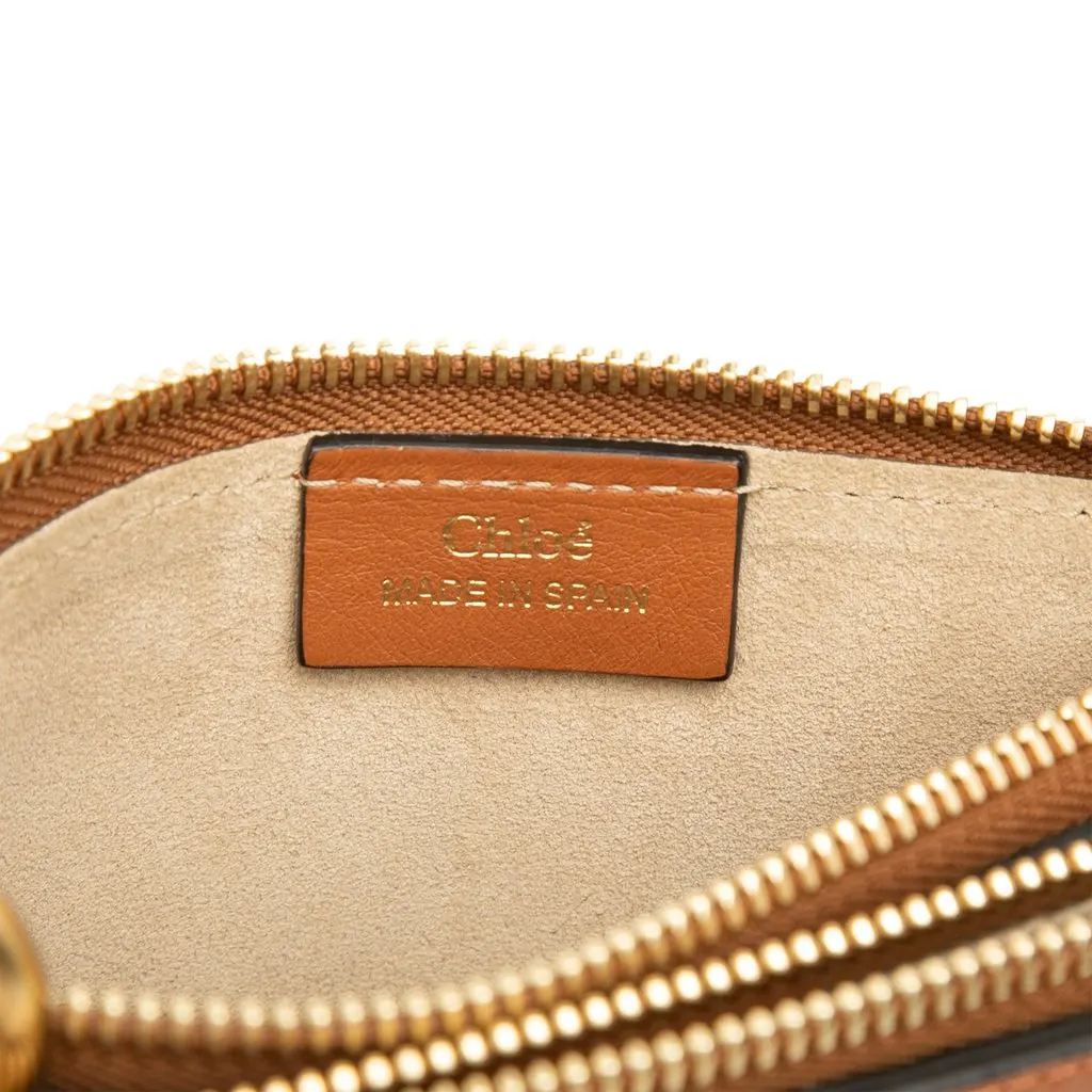 Chloé Small Calfskin and Suede Patchwork Fringe Jane Crossbody Brown Leather Very good - Box View