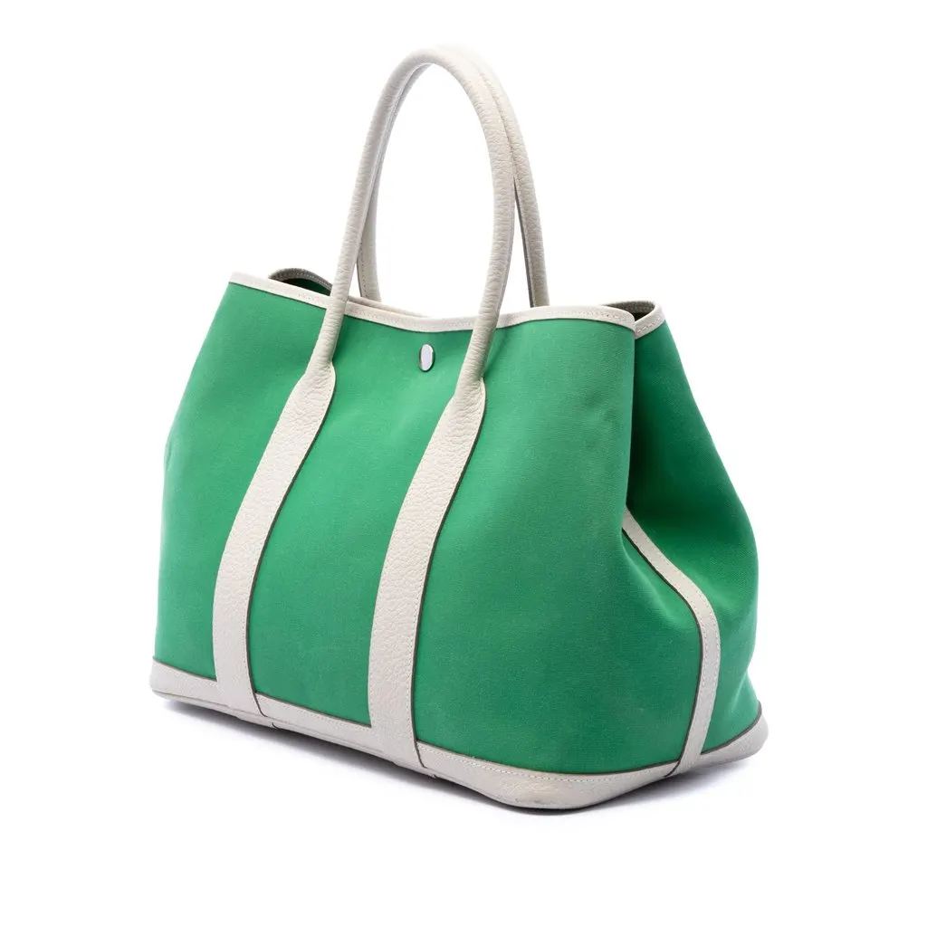 Hermès Toile and Negonda Garden Party 36 Green Canvas Very good - Back View