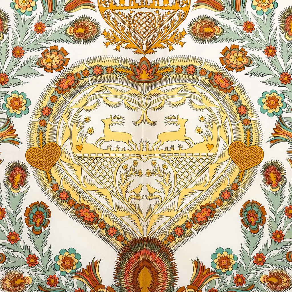 Hermès Decoupages Silk Scarf 90 White Silk Good - Back View