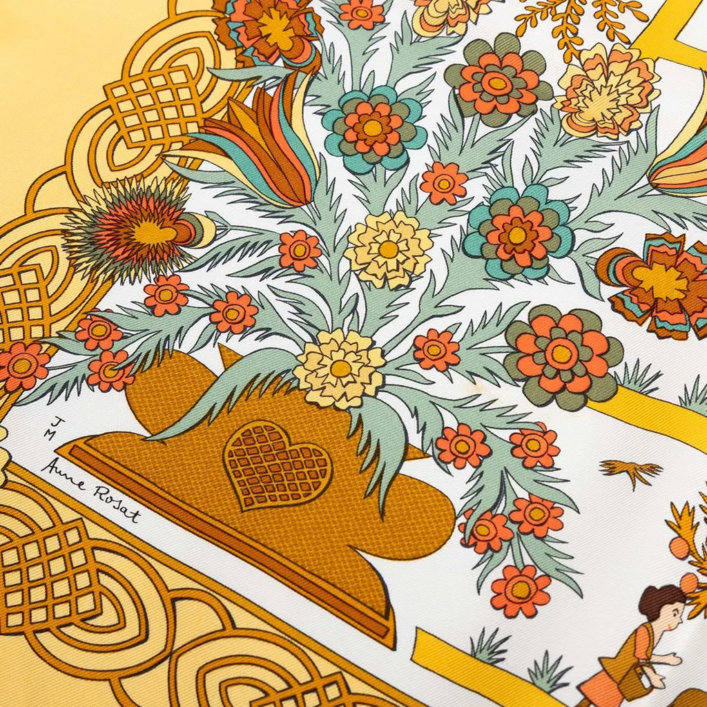 Hermès Decoupages Silk Scarf 90 White Silk Good - Inside View