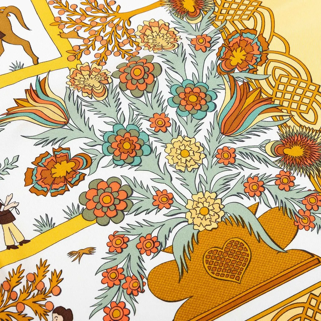 Hermès Decoupages Silk Scarf 90 White Silk Good - Model View