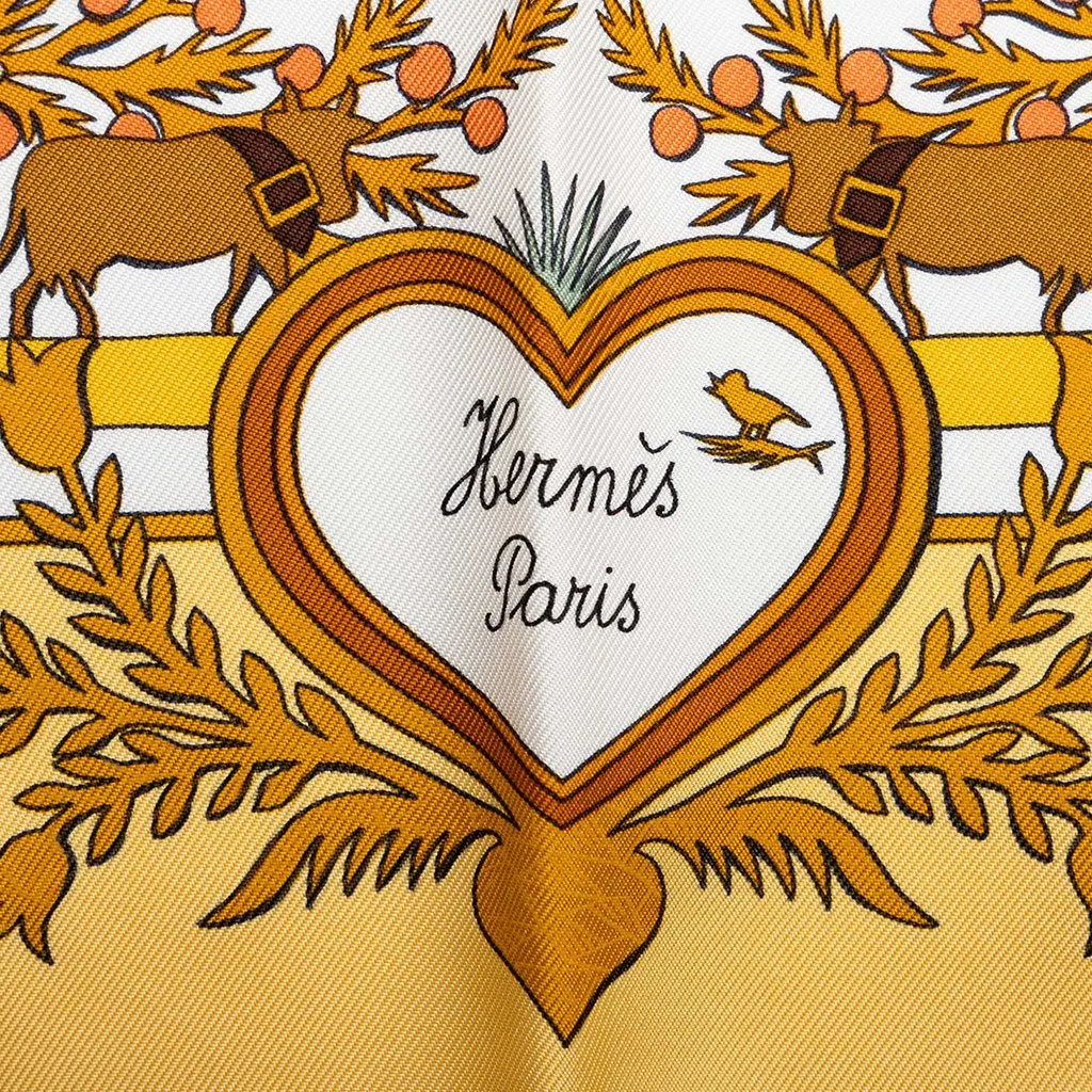 Hermès Decoupages Silk Scarf 90 White Silk Good - Box View