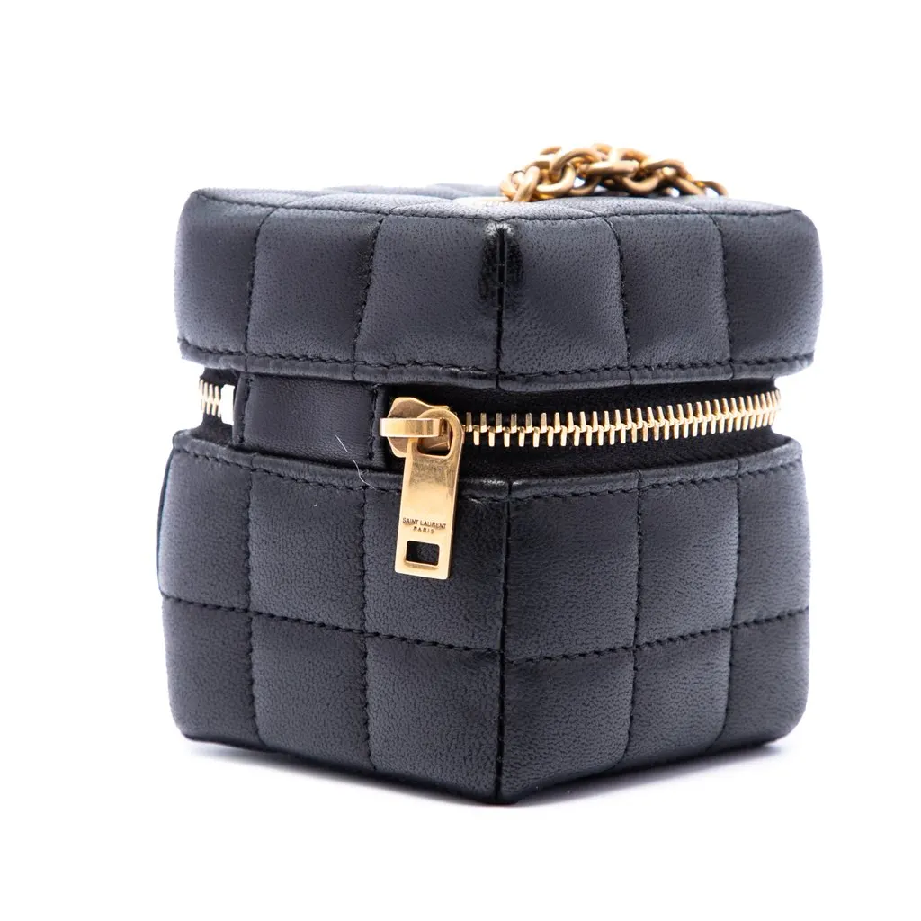 Saint Laurent Mini Lambskin Cassandre Cube On Chain Black Leather Very good - Back View