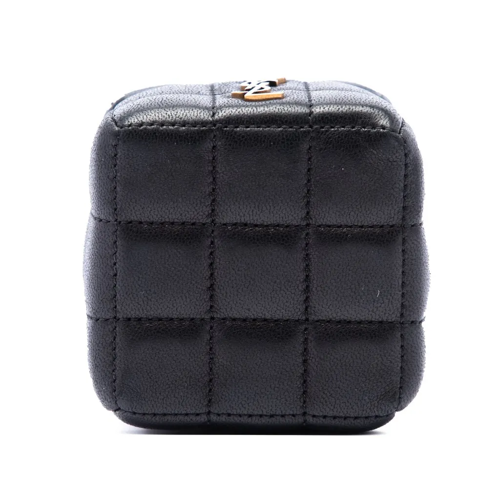 Saint Laurent Mini Lambskin Cassandre Cube On Chain Black Leather Very good - Inside View