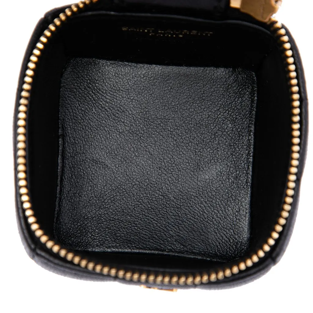 Saint Laurent Mini Lambskin Cassandre Cube On Chain Black Leather Very good - Model View