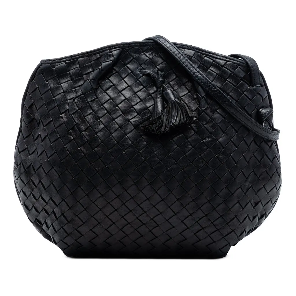 Bottega Veneta Nappa Intrecciato Crossbody Black Leather Good - Front View