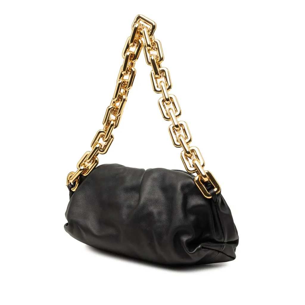 Bottega Veneta Lambskin Chain Pouch Black Leather Very good - Back View