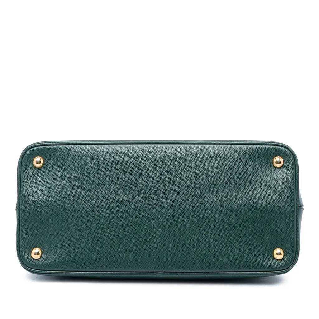 Prada Medium Saffiano Lux Open Promenade Satchel Green Leather Good - Inside View
