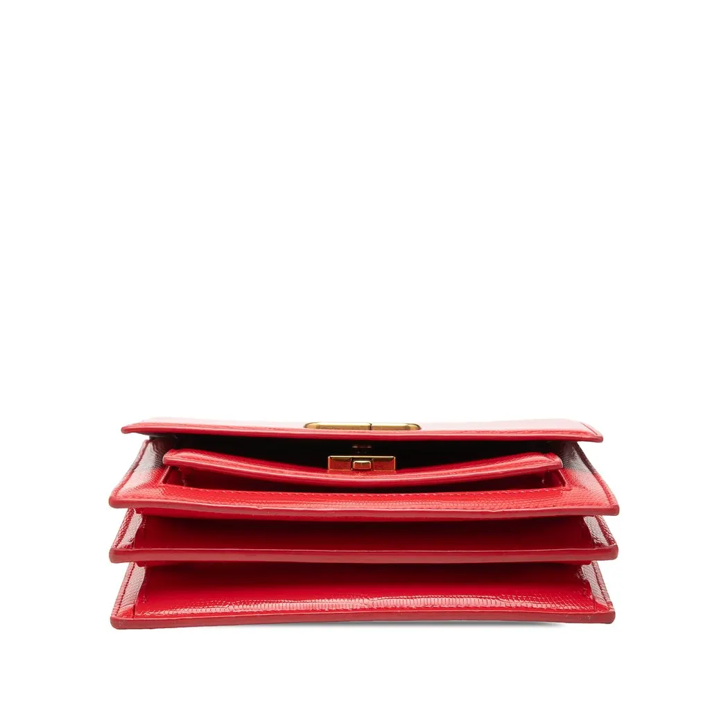 Balenciaga Embossed Patent Sharp S Chain Shoulder Bag Red Leather Very good - Inside View