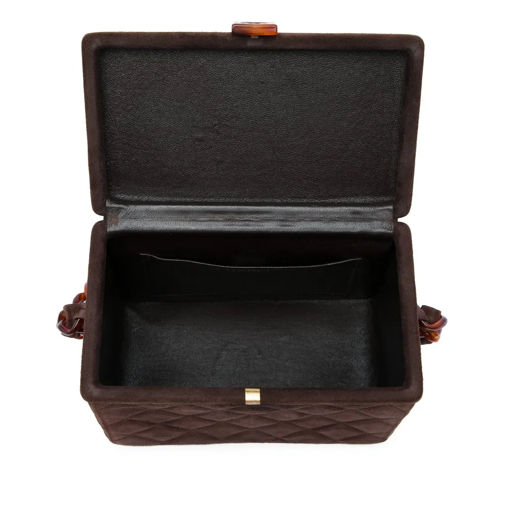 Chanel CC Quilted Suede Box Vanity Bag Brown Leather Very good - Model View