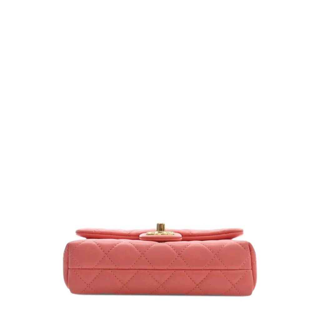 Chanel Mini CC Quilted Lambskin Chain Flap Pink Leather Very good - Inside View