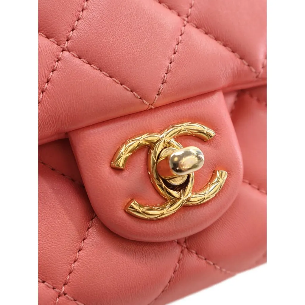 Chanel Mini CC Quilted Lambskin Chain Flap Pink Leather Very good - Box View