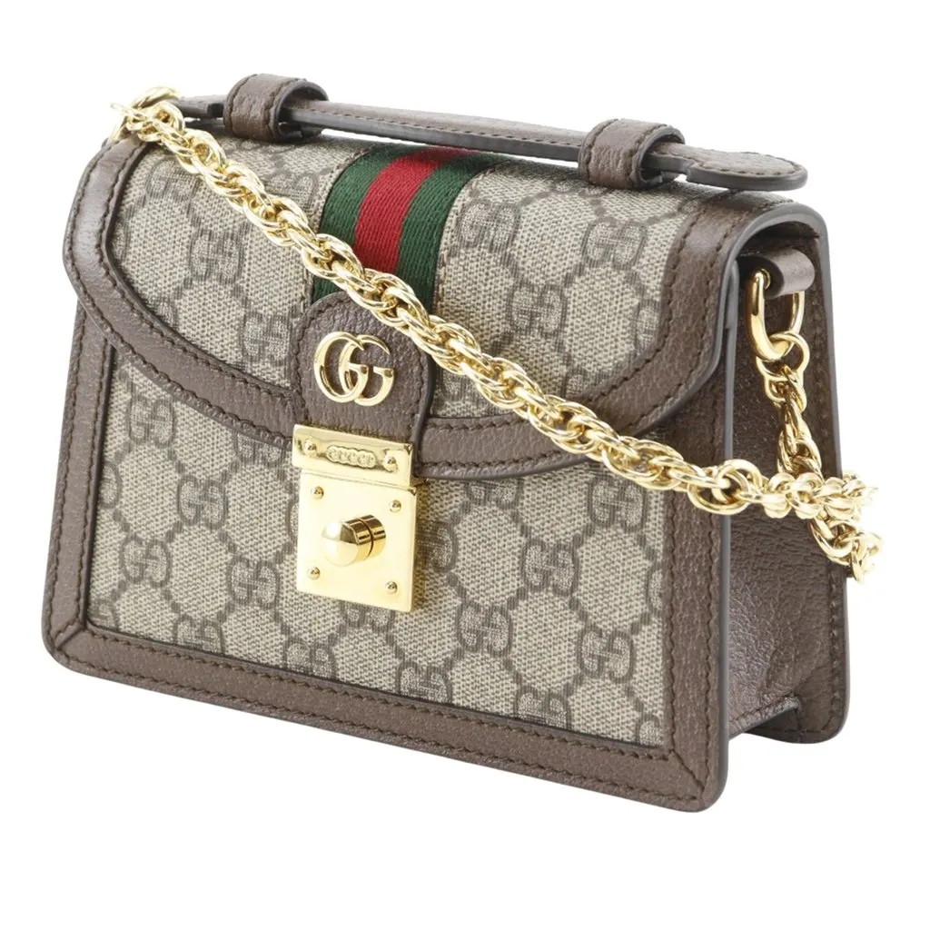 Gucci Small GG Supreme Web Ophidia Top Handle Bag Beige Very good - Back View