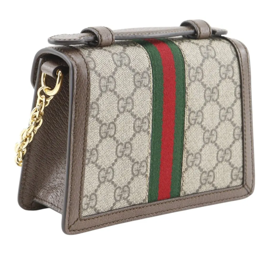 Gucci Small GG Supreme Web Ophidia Top Handle Bag Beige Very good - Inside View