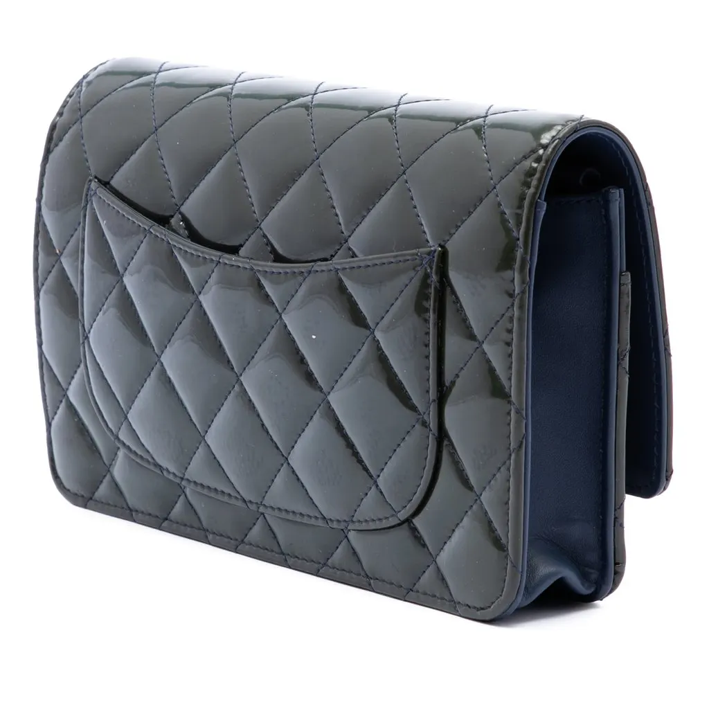 Chanel Quilted Patent Reissue 2.55 Wallet On Chain Green Leather Very good - Back View