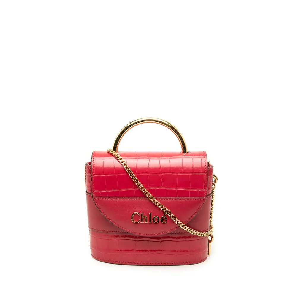 Chloé Croc Embossed Leather Aby Lock Satchel Red Leather Very good - Front View