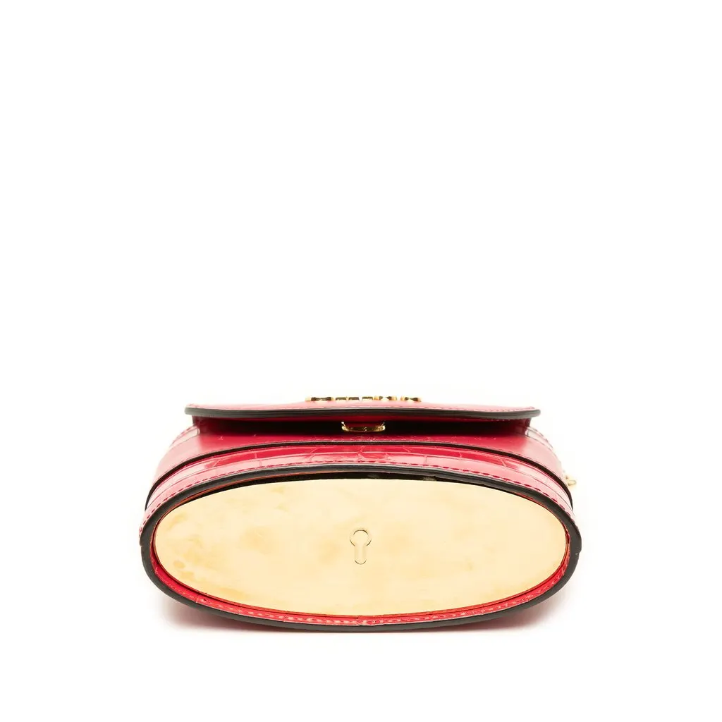 Chloé Croc Embossed Leather Aby Lock Satchel Red Leather Very good - Inside View