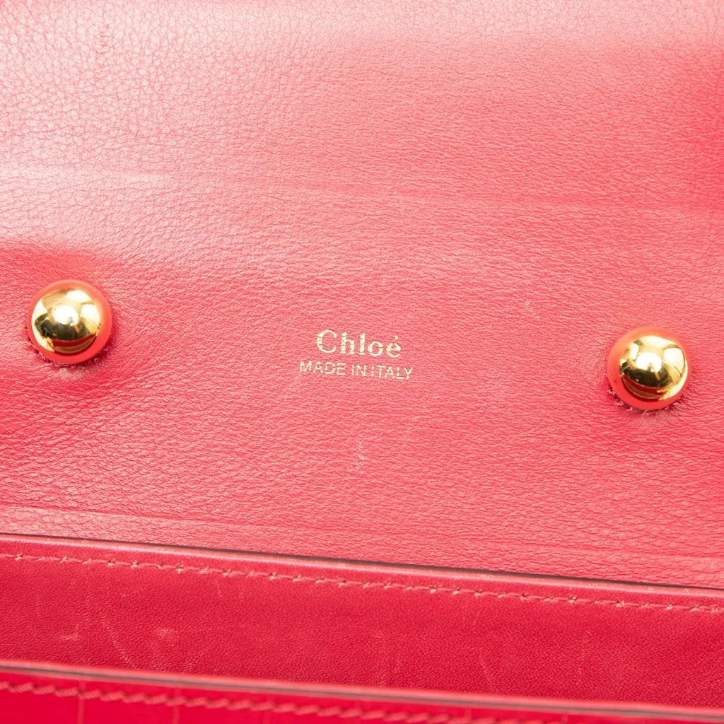 Chloé Croc Embossed Leather Aby Lock Satchel Red Leather Very good - Box View