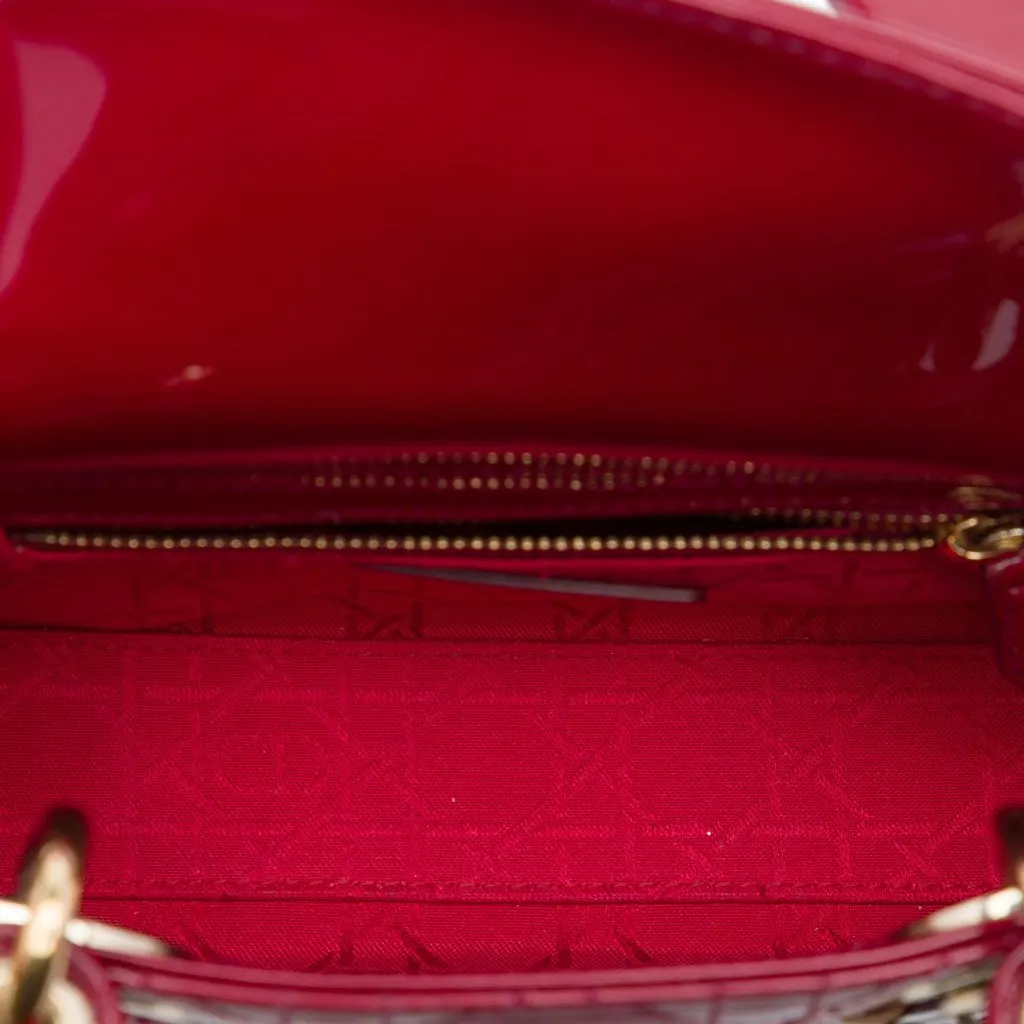 Dior Mini Patent Cannage Lady Dior Red Leather Very good - Model View