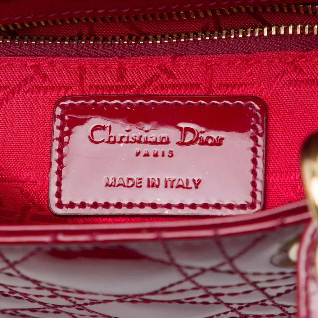 Dior Mini Patent Cannage Lady Dior Red Leather Very good - Box View