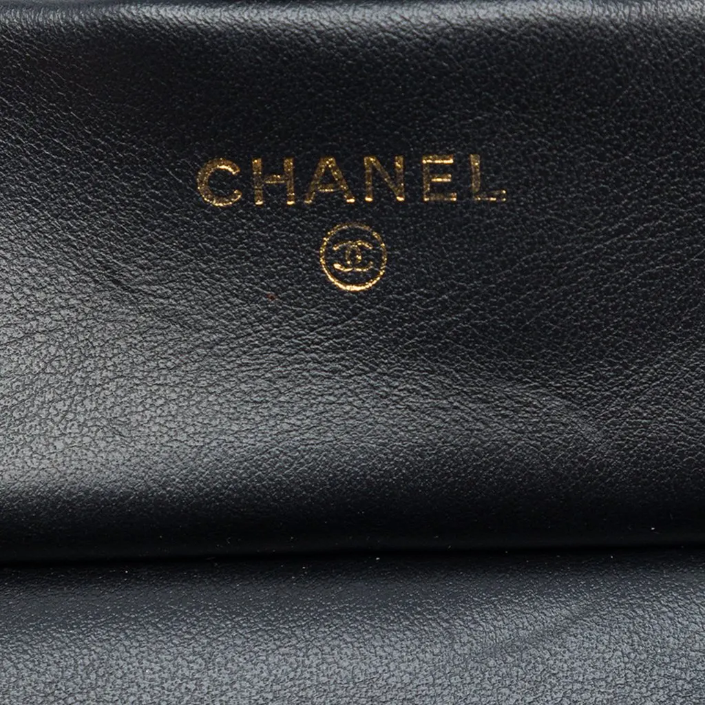 Chanel CC Quilted Calfskin Lady Card Holder with Chain Top Handle Bag Black Leather Very good - Box View