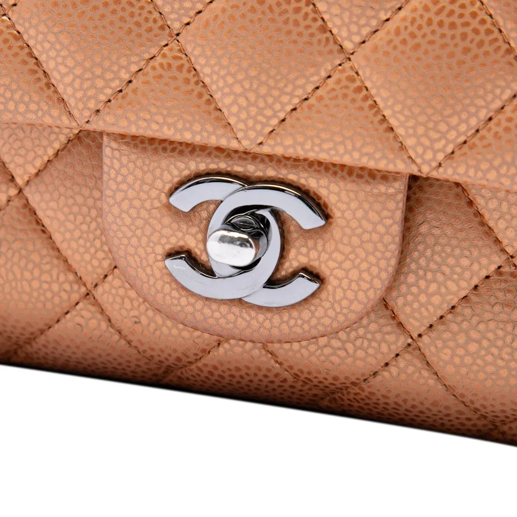 Chanel Medium Classic Metallic Caviar Double Flap Brown Leather Very good - Box View