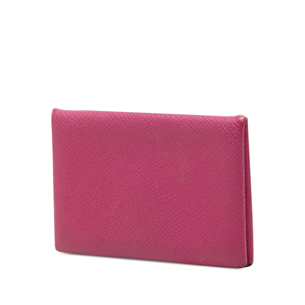 Hermès Epsom Calvi Card Holder Pink Leather Good - Back View