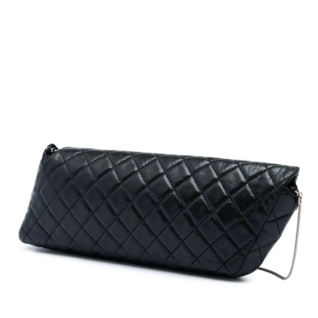 Chanel Glazed Calfskin Reissue 2.55 Clutch With Chain Black Leather Very good - Back View