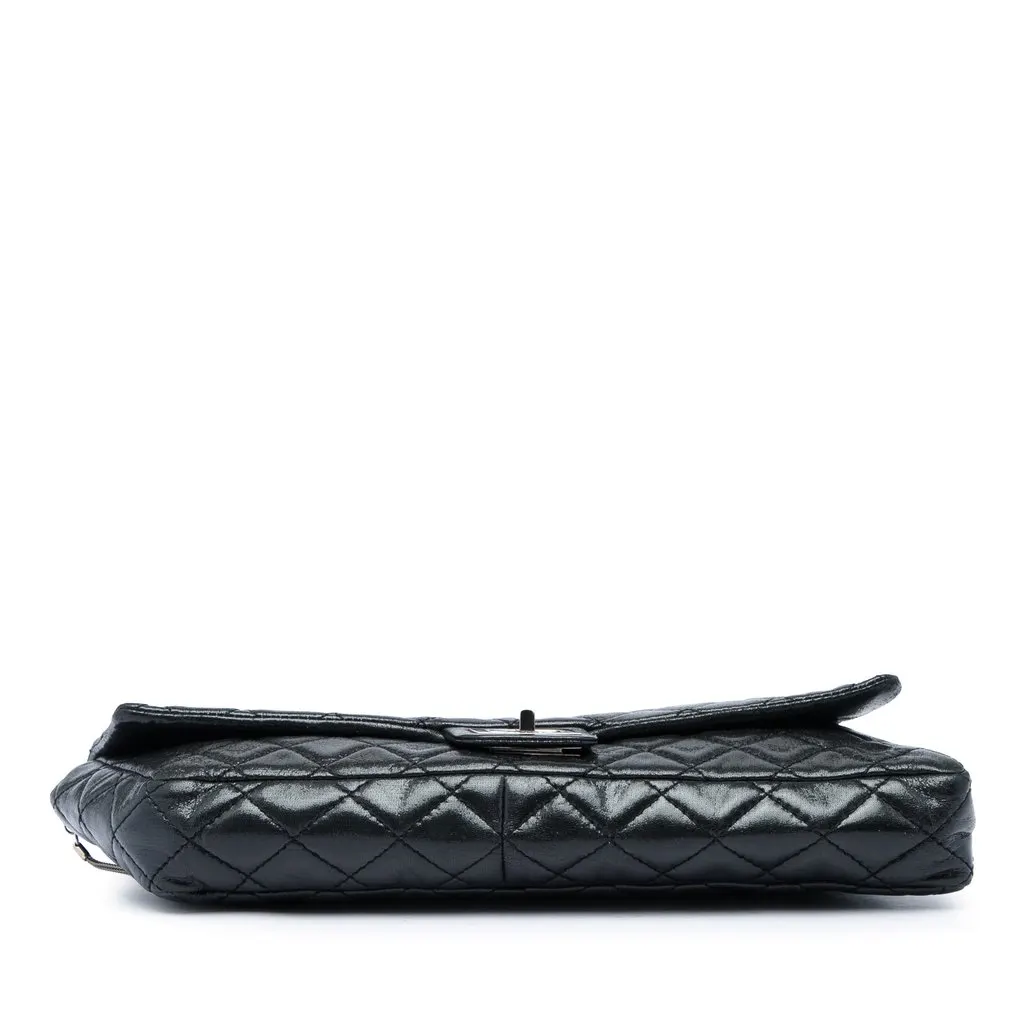 Chanel Glazed Calfskin Reissue 2.55 Clutch With Chain Black Leather Very good - Inside View