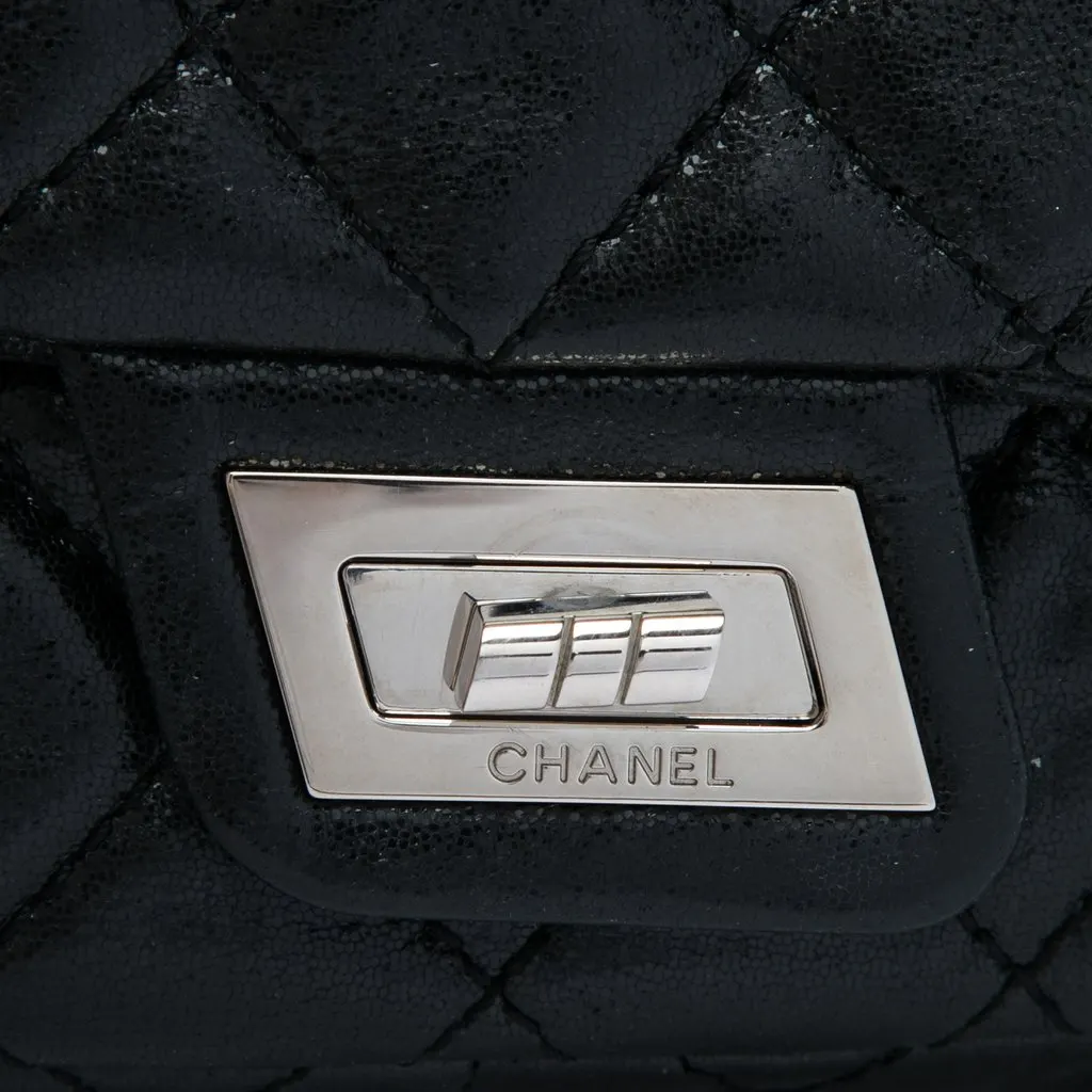 Chanel Glazed Calfskin Reissue 2.55 Clutch With Chain Black Leather Very good - Box View