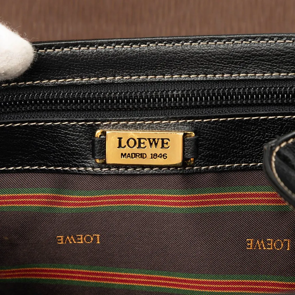 LOEWE Bicolor Leather Velazquez Twist Top Handle Bag Black Leather Very good - Box View